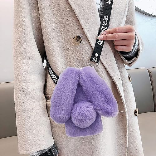 Miniatura 8 de DasKAn Funda protectora para teléfono Motorola Moto G Stylus 5G 2021 con orejas de conejo 3D con correa cruzada, para invierno, cálida, hecha a