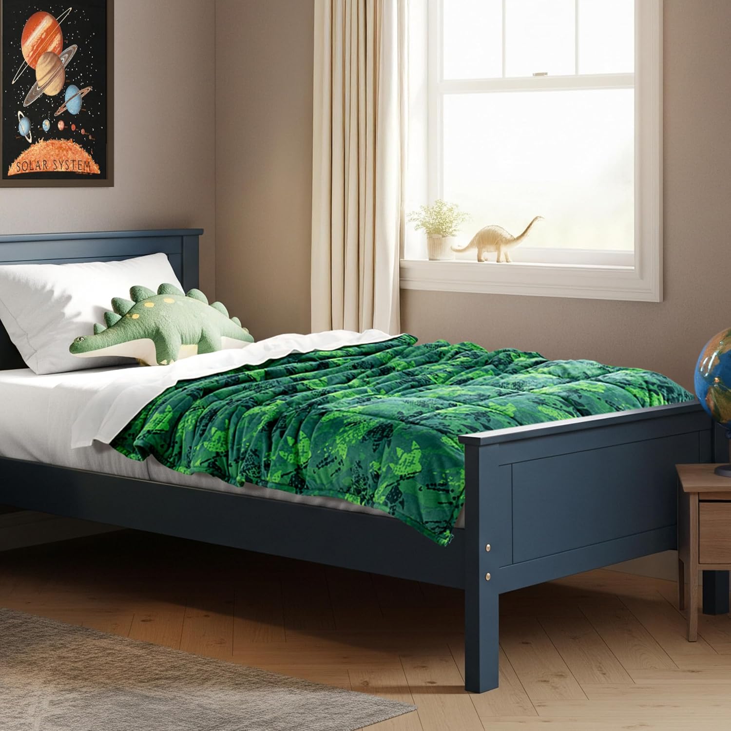 Bare Home Weighted Blanket Twin or Full Size 10lb (40″ x 60″) – Minky Fleece – Premium Heavy Blanket Nontoxic Glass Beads (Dinosaur, 40″x60″)