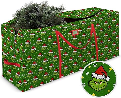Auirre Bolsa de almacenamiento para árbol de Navidad, contenedor de almacenamiento Oxford extra grande para árbol desmontado de hasta 9 pies, caja