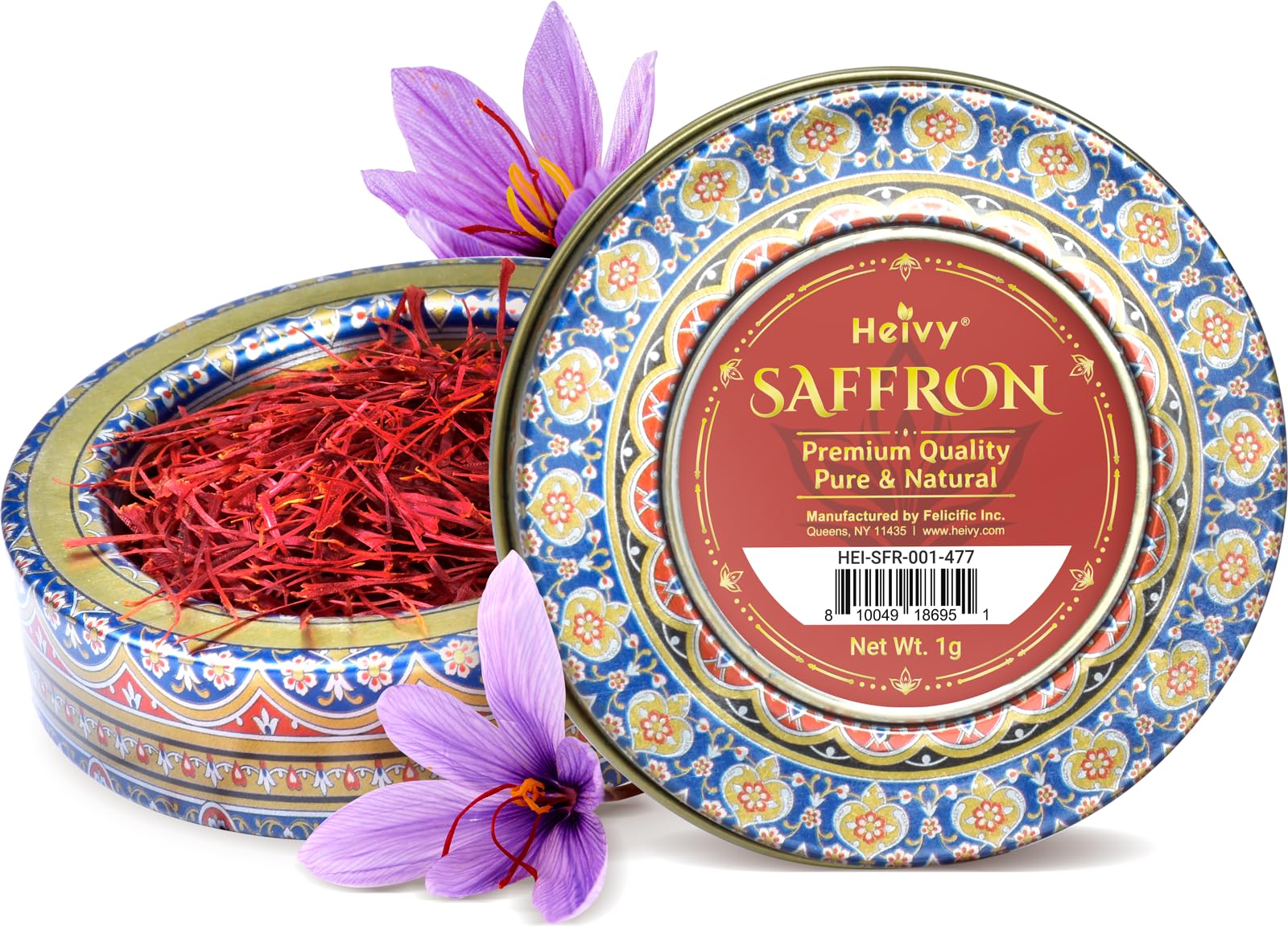 Heivy Saffron, Premium Saffron Threads, All Natural, Non GMO, Finest Pure Saffron Spice For Culinary Use Such as Tea, Paella (1g)