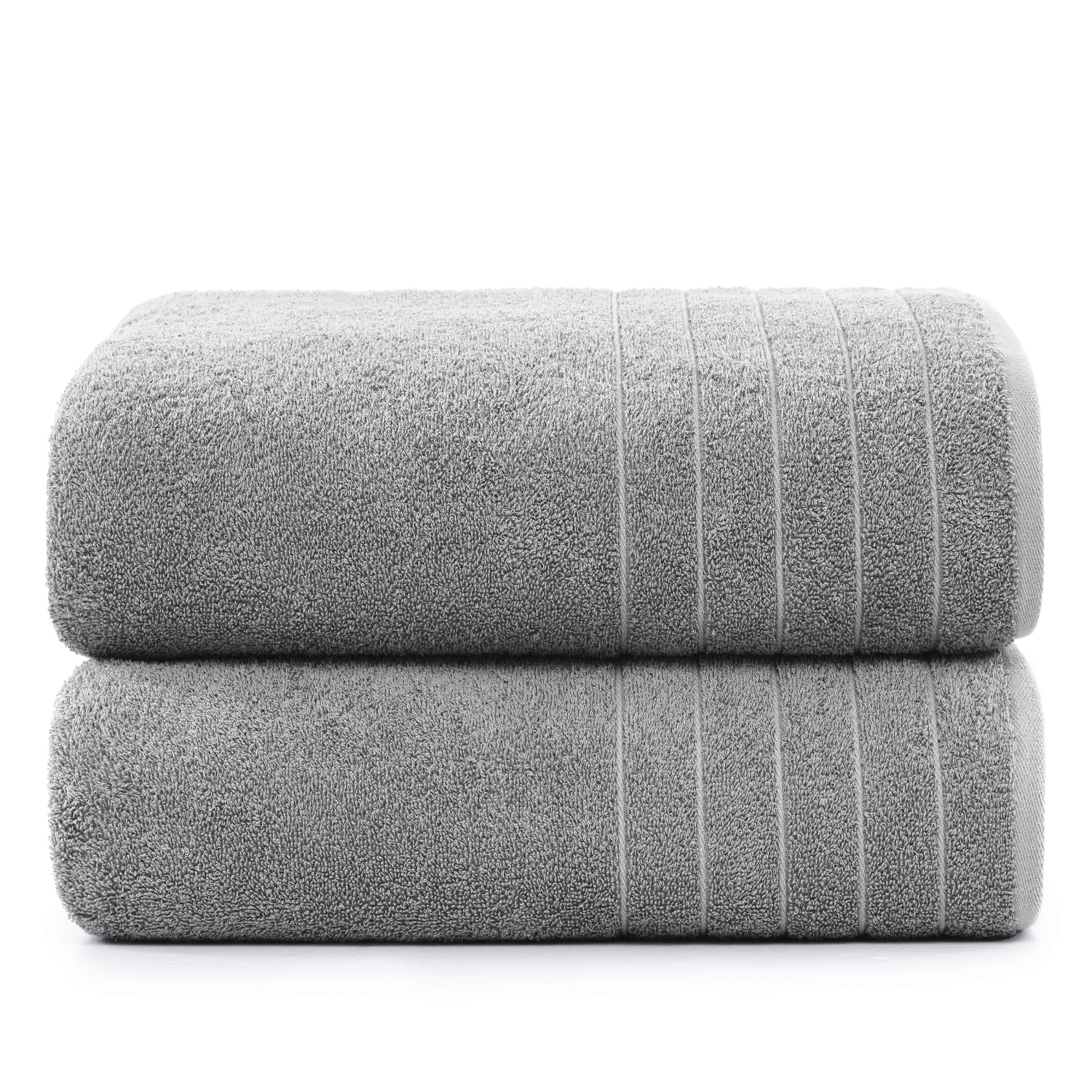 Casa Platino 100% Cotton Bath Towels Set of 2 (30"x60") - Ring Spun Mercerized Cotton Bathroom Towel Sets - Quick Dry, Soft & Absorbent Grey Towels
