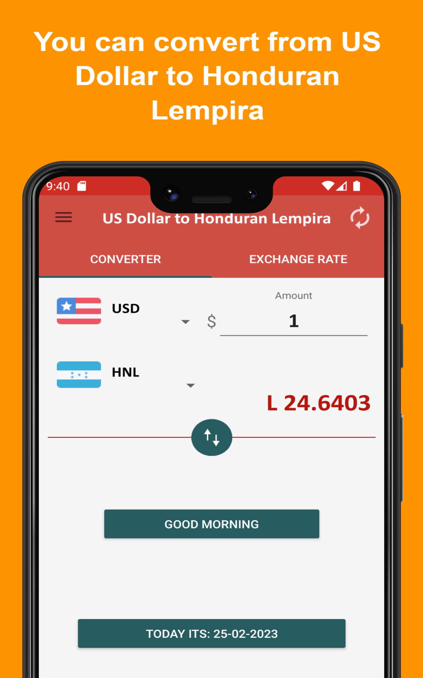 US Dollar to Honduran Lempira To see the Exchange rate on your Phone