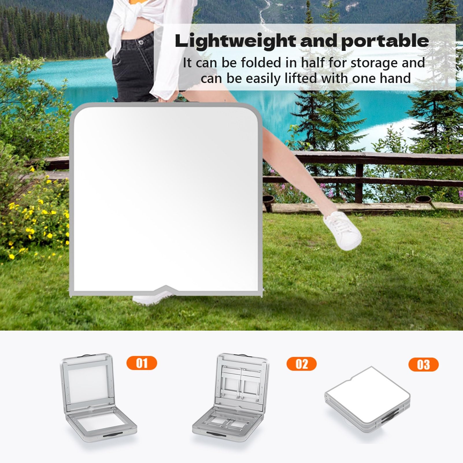 Tavolo da campeggio pieghevole portatile con 4 sgabelli regolabile in altezza tavolo da pranzo 150 kg capacità per viaggi, barbecue all'aperto, picnic, nero 120 cm