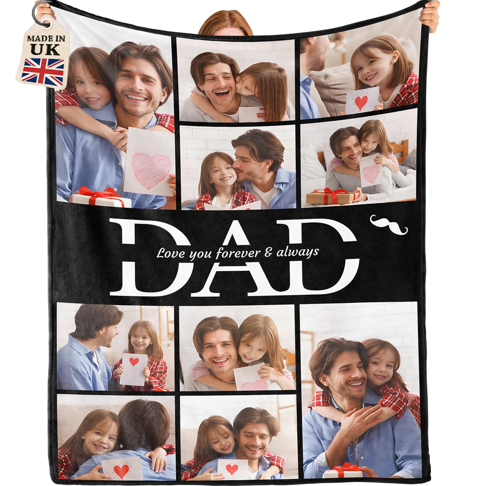 Bemaystar Gifts for Dad - Personalised Blanket, Custom Blanket, Customised Blankets, Personalised Photo Blanket, Gifts for Fathers Day, Dad Gifts from Daughter Son, 60x80in — image 1