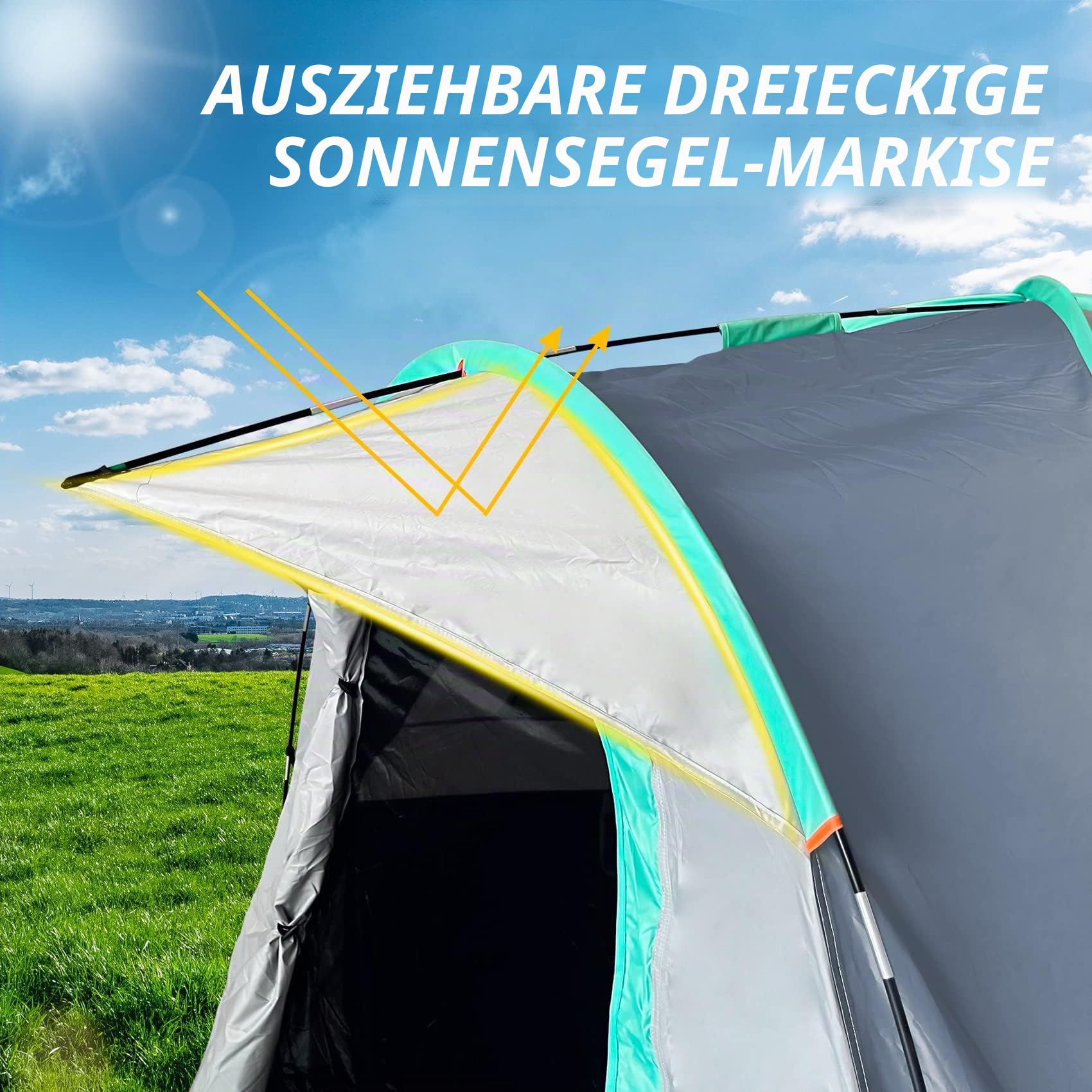 Pickup-LKW-Zelt, wasserdicht, PU2000 mm, LKW-Zelt für Camping, 1,5–1,8 m Bett, 2-Personen-Schlaf-LKW-Bettzelt mit doppellagigem Design-Fenster, Pickup-Zelt mit erweiterbarem