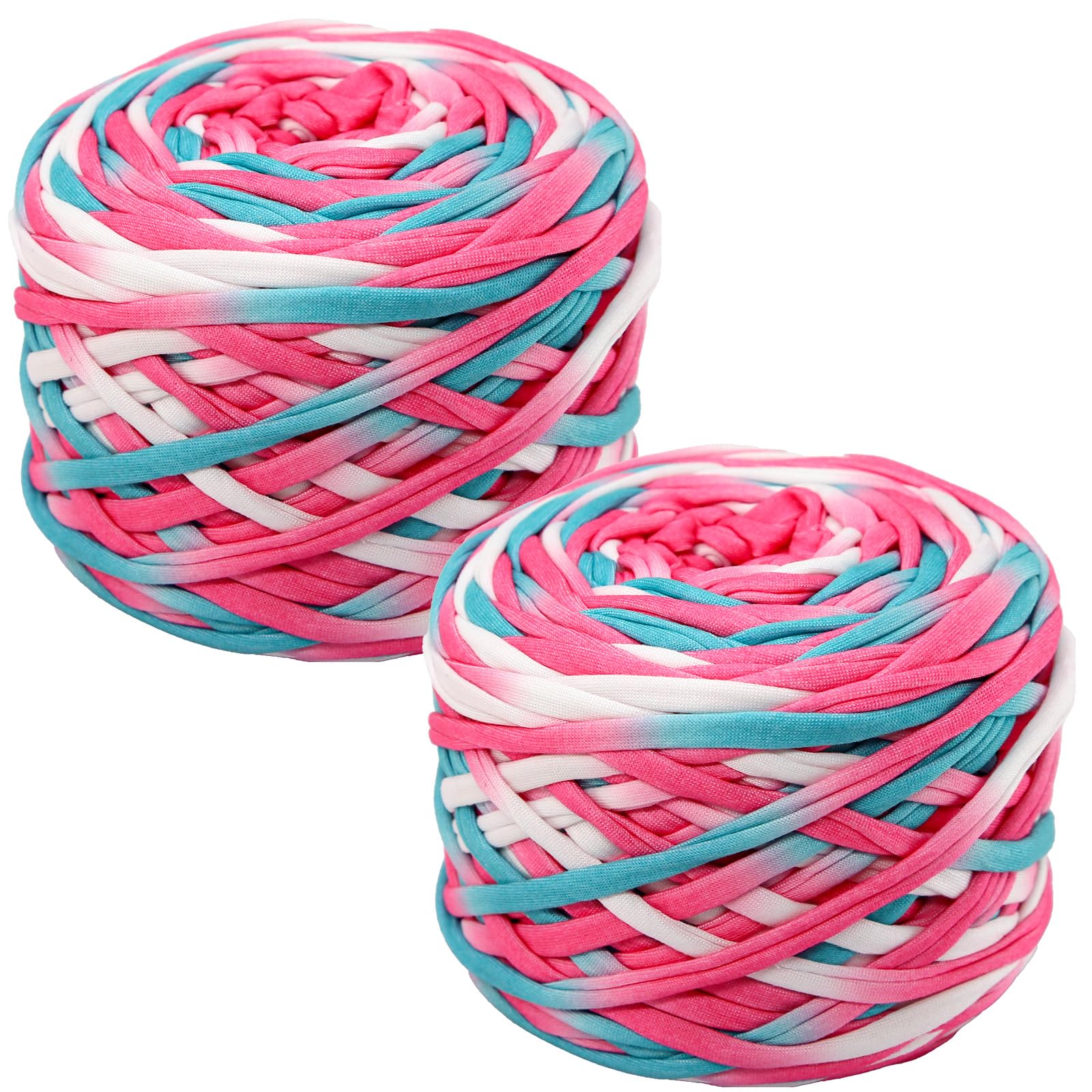 2 hilos elásticos para camisetas de 800 g, tejido de ganchillo para tejer, 130 yardas, hilo grueso para tejer a mano, bolsa de bricolaje, cesta, cojín, proyectos de ganchillo, decoración del | Hilo grueso para tejer tú mismo. Ideal para bolsas de ganchill