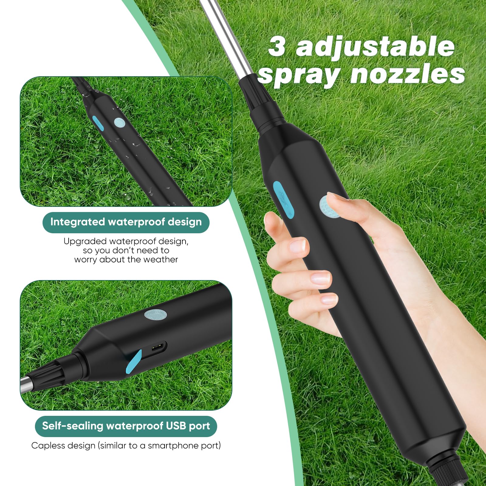 Pulvérisateur électrique 5L 1800mAh Rechargeable Jardin avec Buses Télescopique Vert