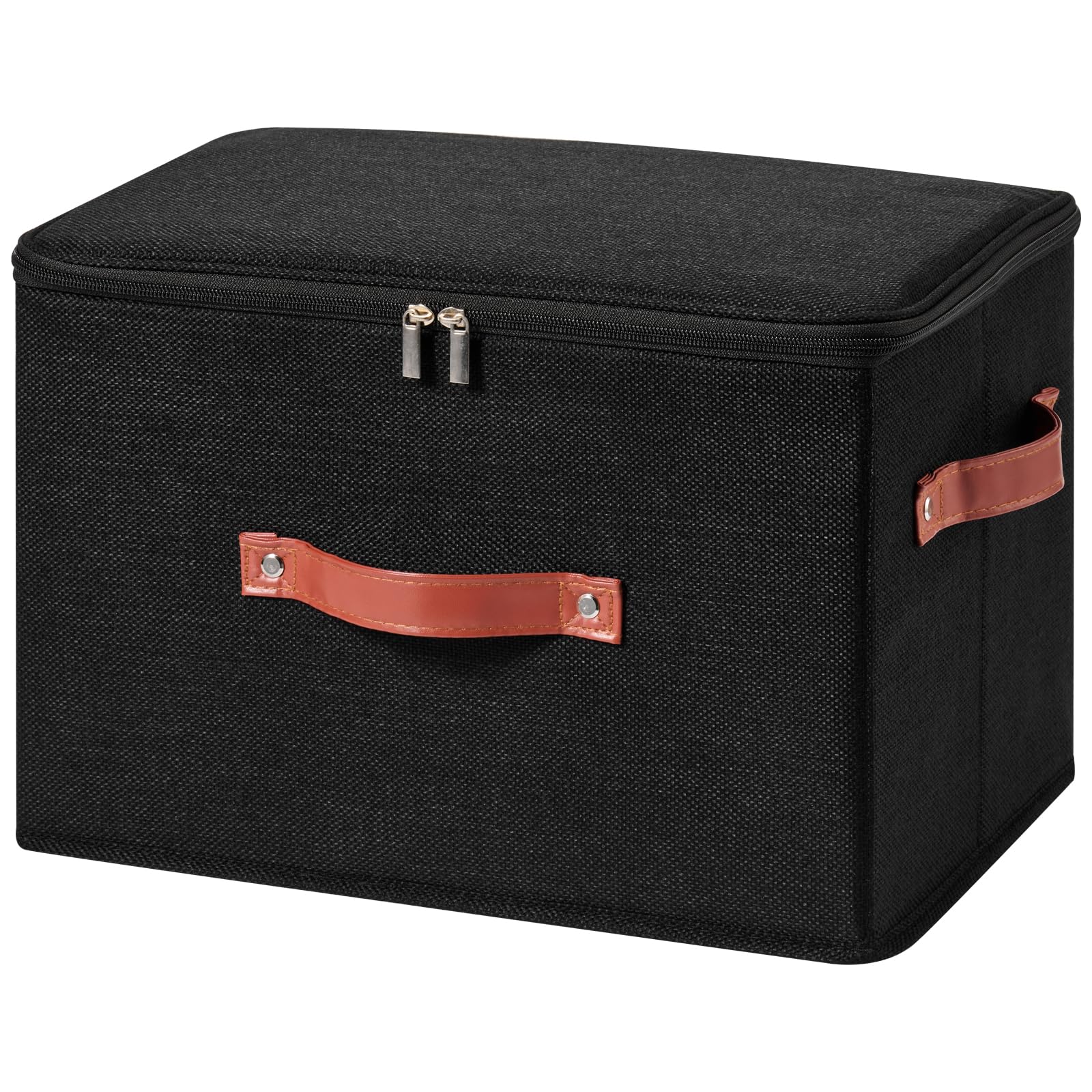 Storage Bin Box with Zippered Lid Decorative Collapsible Basket