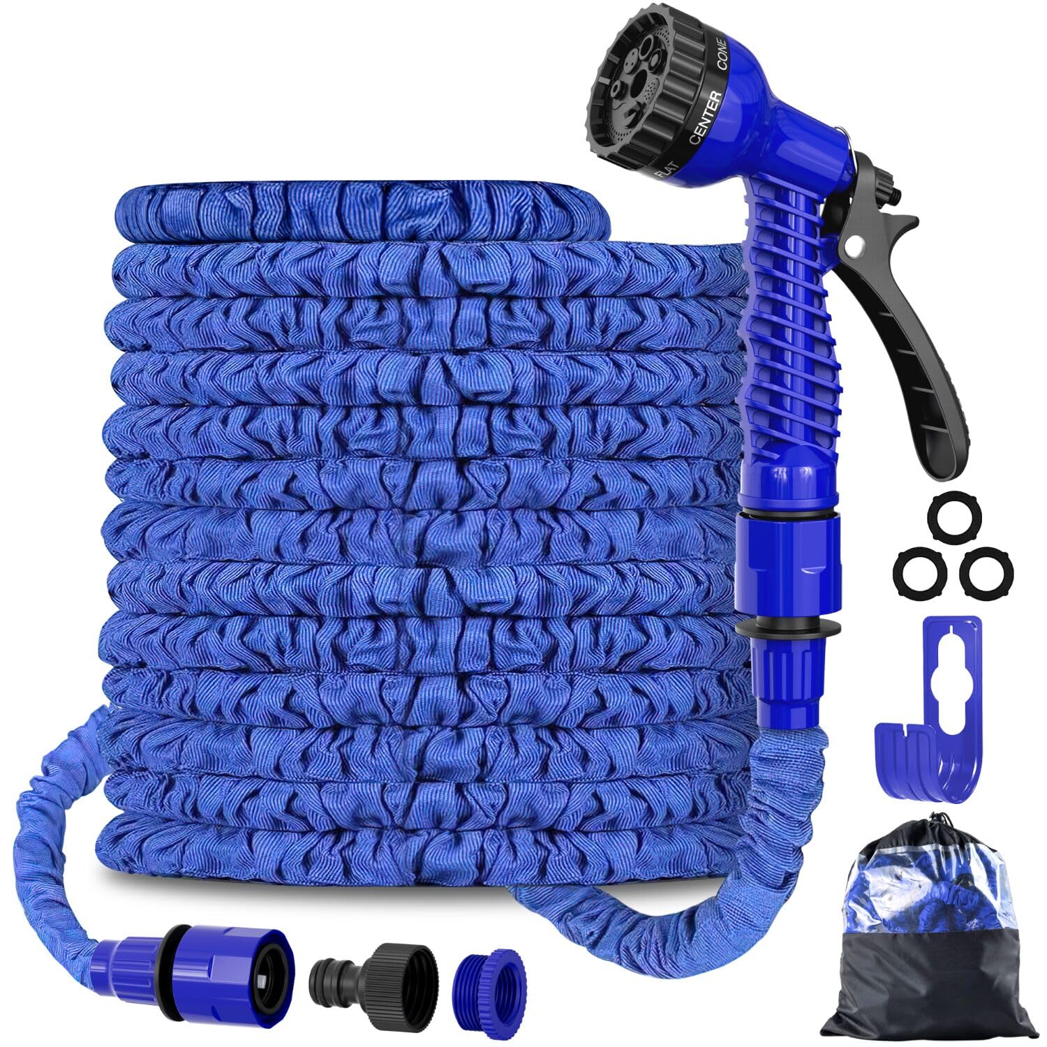 Motorenbau Garden Hose Pipe, 100FT Garden Hoses, Flexible Expanding Magic Hose with 3/4", 1/2" Fittings, Garden Hose Pipe with 7 Function Spray Nozzle