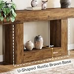 Tribesigns 63" Console Table, Farmhouse 2-Tier Entryway Table with U-Shaped Base, Narrow Long Wood Sofa Table Behind Couch Table for Living Room, Hallway, Foyer, Vintage Brown