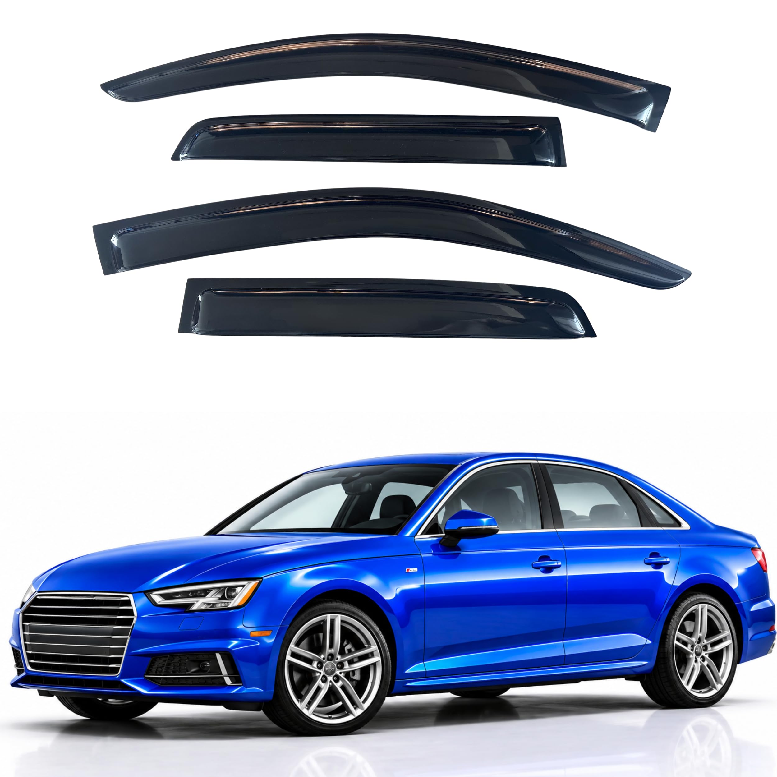 IG Window Visors Fit for 2017-2023 Audi A4 Sedan, Out-Channel Rain Guards Vent Wind Deflectors 4PC, Car Accessories for 17-23 Audi A4 Sedan (Sedan Only)
