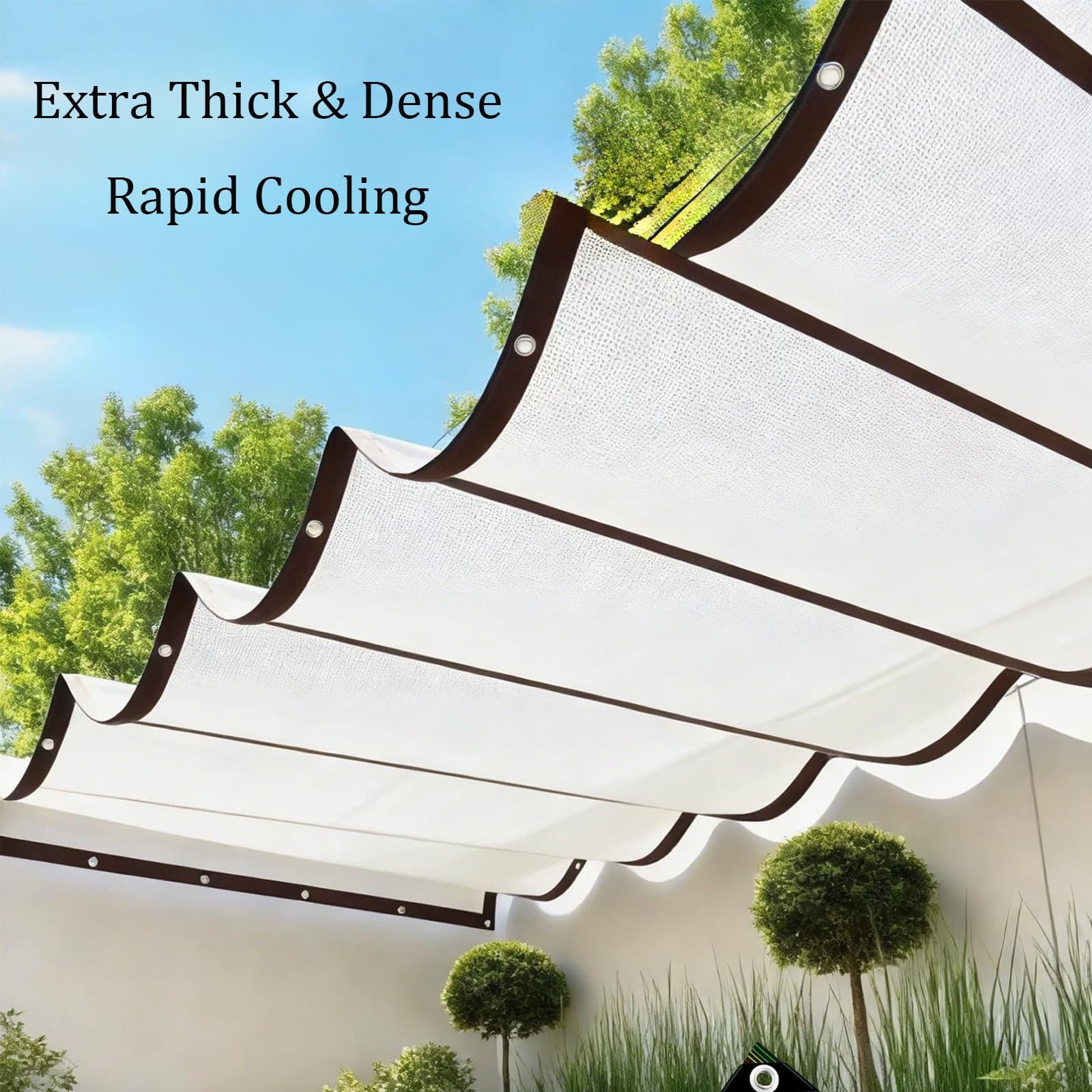 Malla de Sombreo con Ojales, Red de Sombra Blanca, Transpirable | Lona Sombra Exterior, 85% Ocultación/Rayos Ultravioleta para Invernaderos Terrazas Plantas,Pérgola(2x3m/6.6x9.8ft)