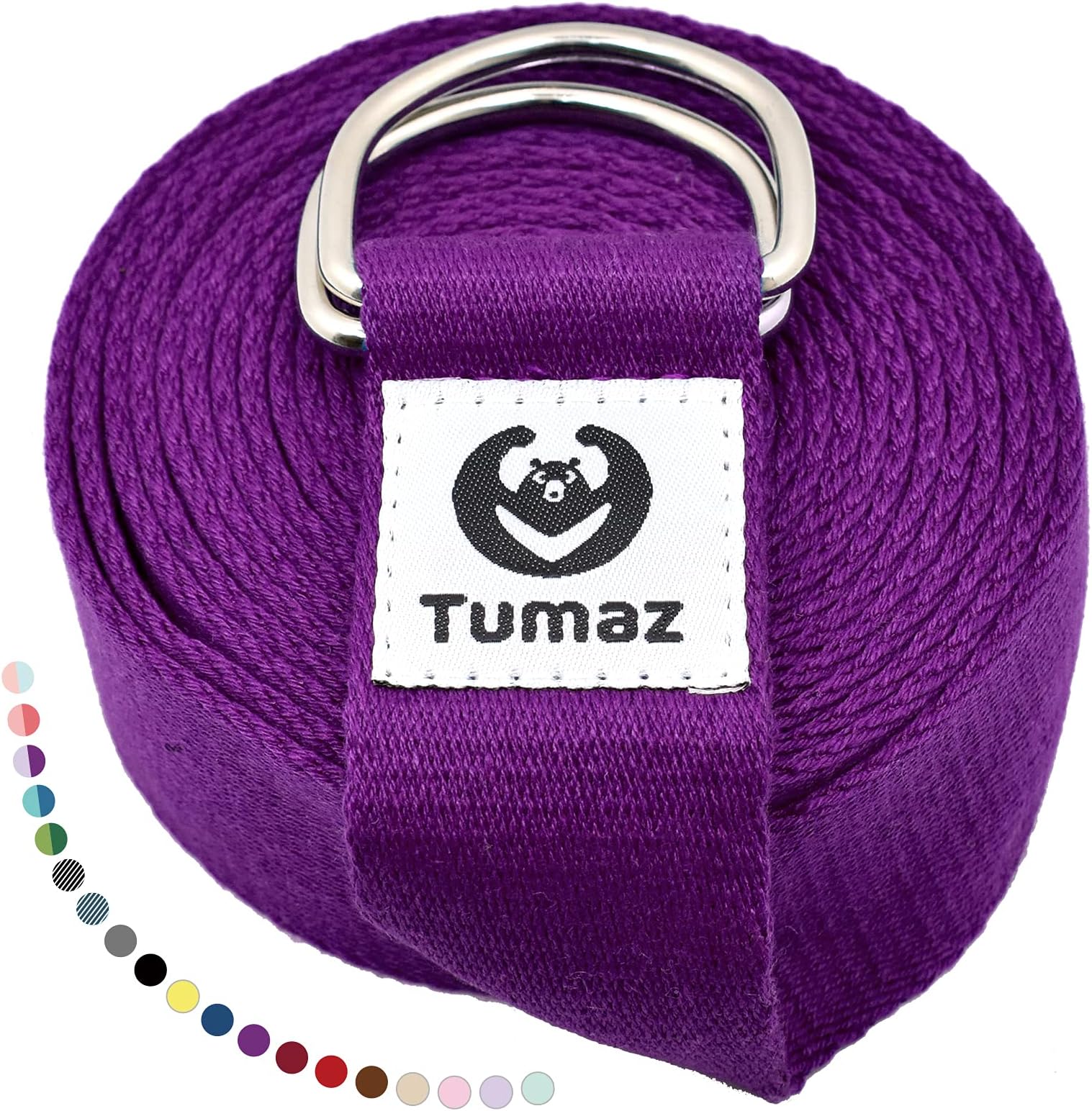 Tumaz Yoga Strap/Stretch Bands [15+ Colors, 6/8/10 Feet Options] with Extra Safe Adjustable D-Ring Buckle, Durable and Comfy Delicate Texture - Best for Daily Stretching, Physical Therapy, Fitness
