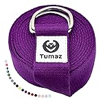 Tumaz Yoga Strap/Stretch Bands [15+ Colors, 6/8/10 Feet Options] with Extra Safe Adjustable D-Ring Buckle, Durable and Comfy Delicate Texture - Best for Daily Stretching, Physical Therapy, Fitness