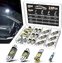 24PCS LED Interior Car Lights, Extremely Bright 6500K White LED Bulb Kit, Applicable to Dome Map Door Lights and Other Parts Replacement for Your Cars, to Help You See Inside The Car at Night