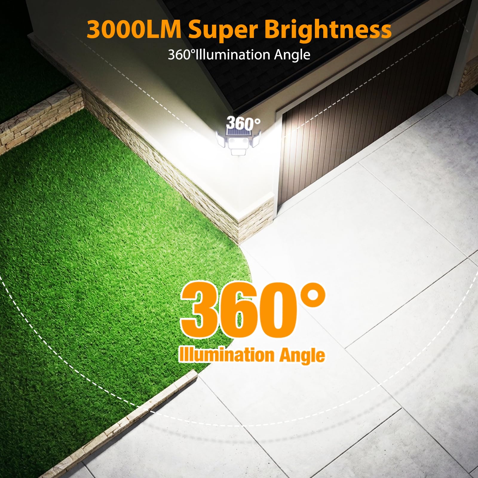 Onforu Solarlampen für Außen mit Bewegungsmelder für Terrasse, Garage 2 er | 3000LM, 6 verstellbare Leuchtenköpfe, IP65 Wasserdichte Led Solar Strahler Außen, Einstellbare Helligkeit Solar Aussenleuchte