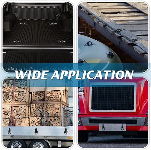 Miniatura 7 de Tallew 20 anillos en D, ganchos de anclaje de amarre resistentes de 1/4 de pulgada, anillos de amarre de anclaje de remolque de 2400 libras, correas