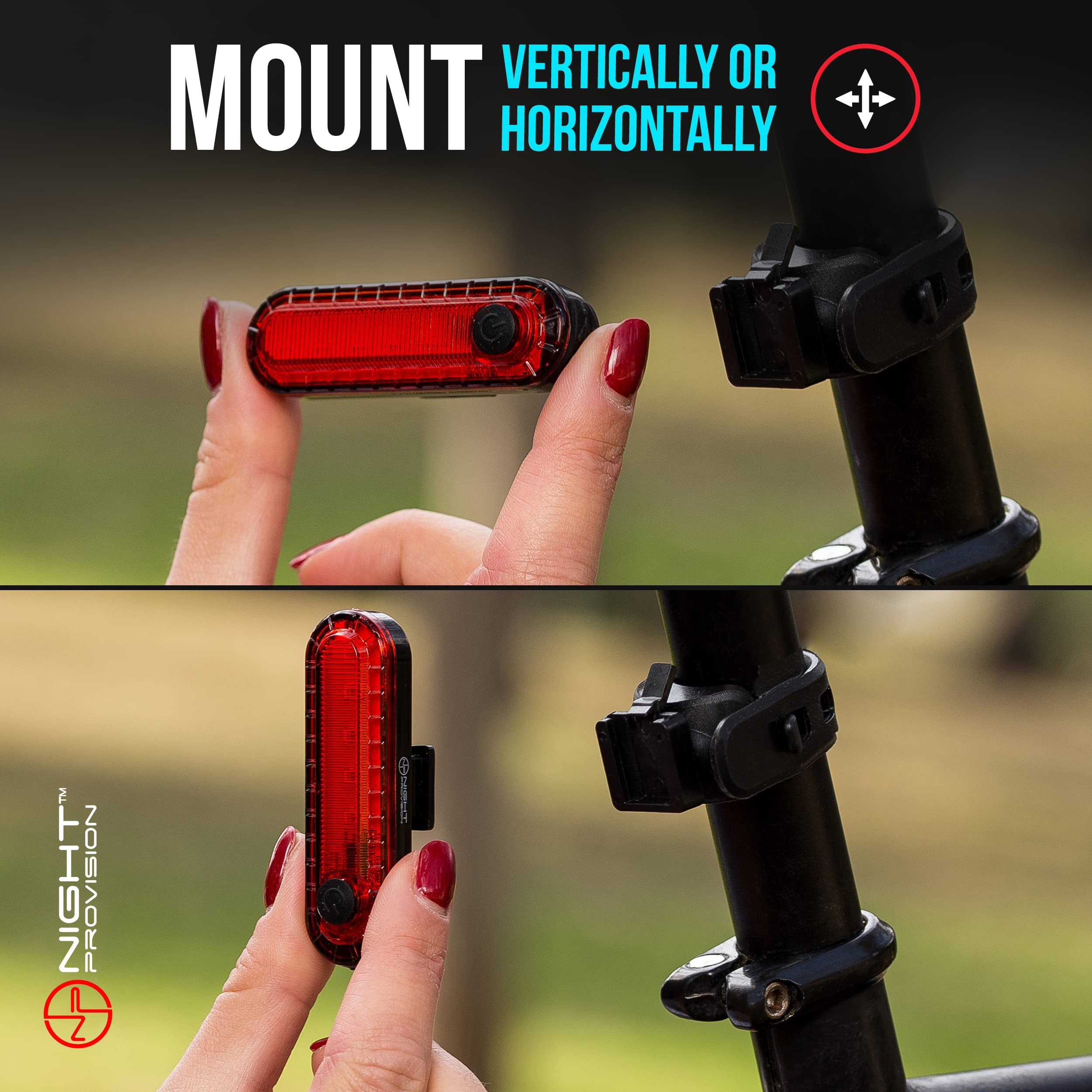 KIT-R1 Lot de 2 feux arrière de vélo LED rechargeables par USB 330 mAh 4 modes