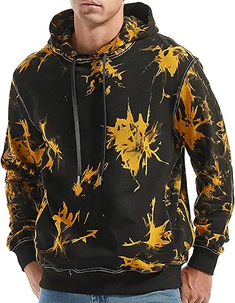 KLIEGOU Mens Tie-Dye Pullover Hooded Sweatshirt