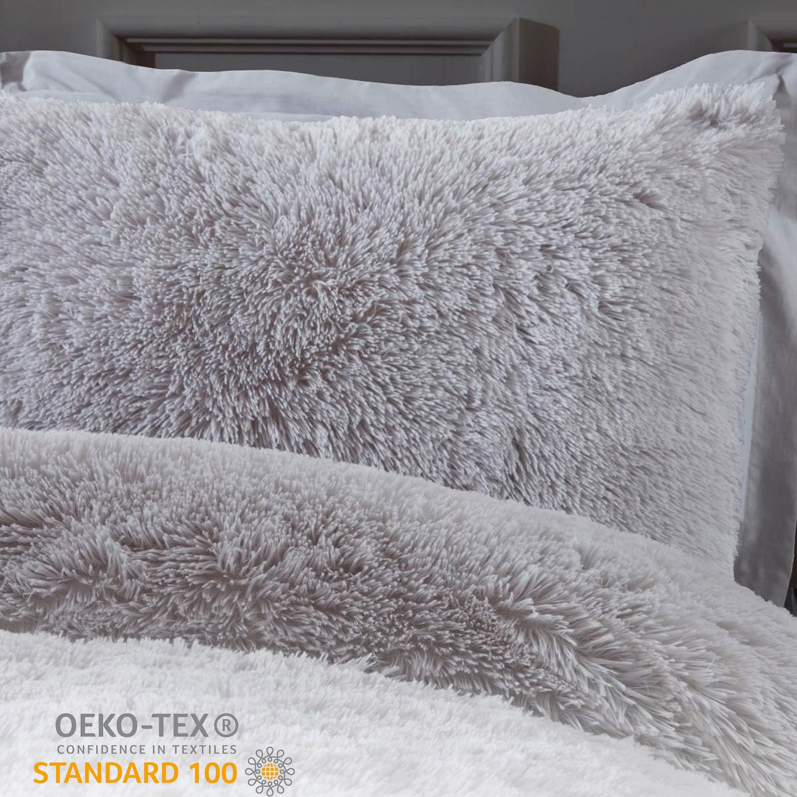 Sleepdown Luxe langpolige imitatiebont blush roze super zacht onderhoudsvriendelijk dekbedovertrek set met kussenslopen - eenpersoons (135 cm x 200 cm