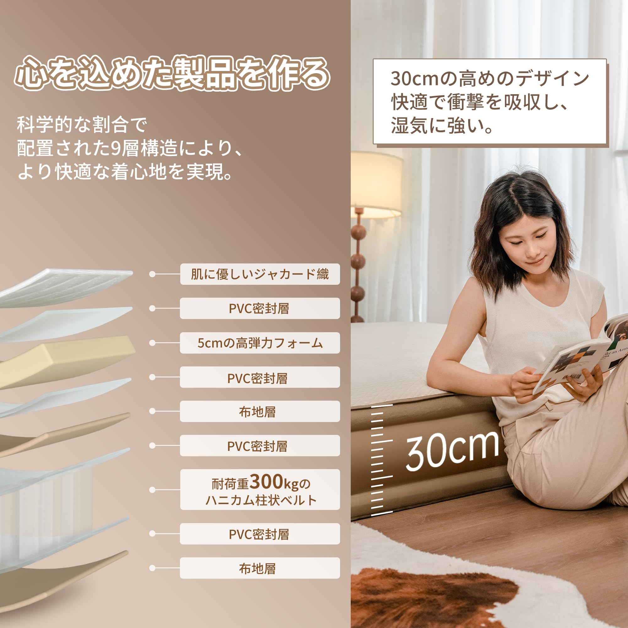 Amazon.co.jp: Naturehike エアーマット 電動 ポンプ内蔵 厚手 30cm