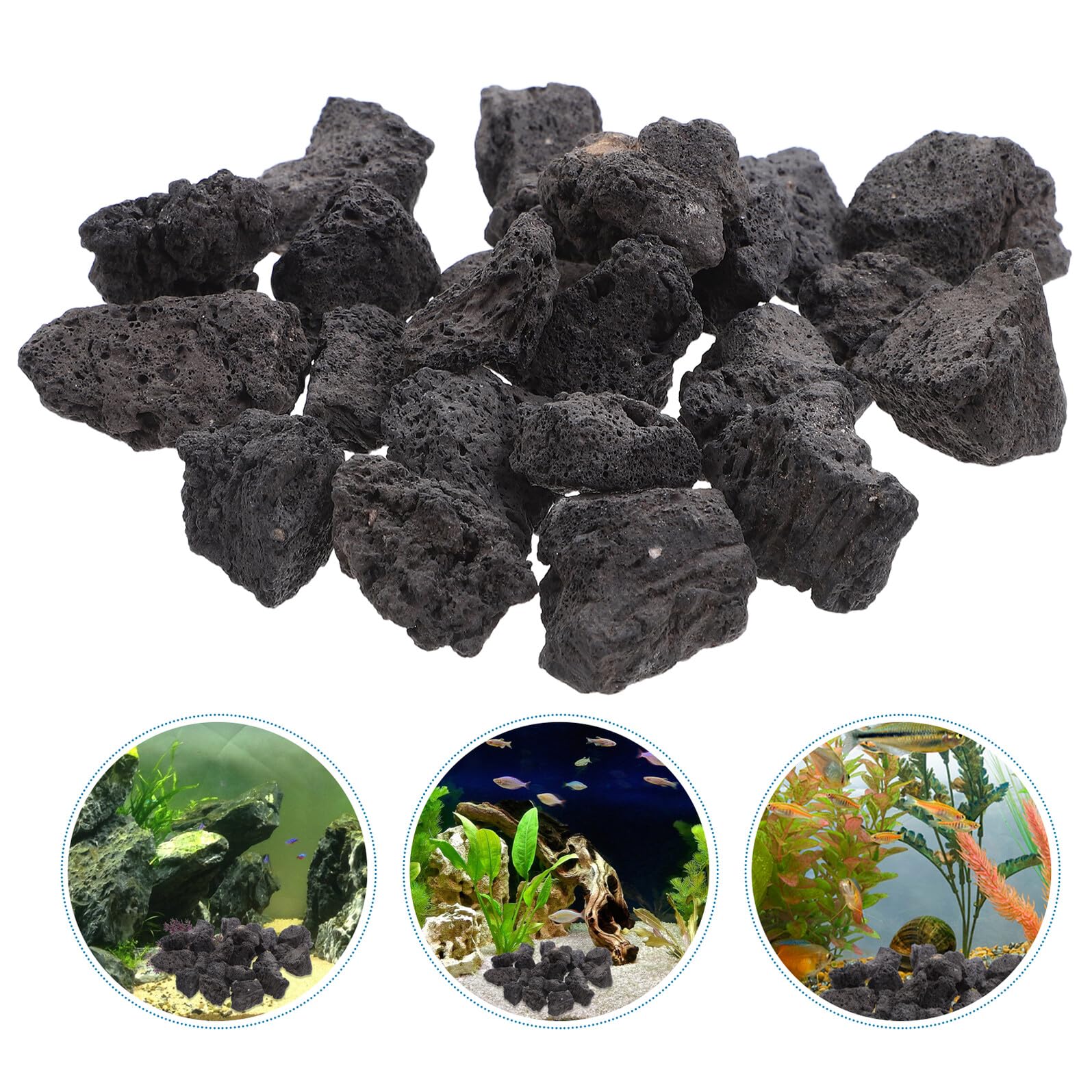 Hemobllo Roche Volcanique Naturelle Noire Poreuse 200g 2-4cm pour Décoration Aquarium, Plantes en Pot et Aménagement Paysager, Pierre Volcanique Respirante pour Terrarium et Jardin