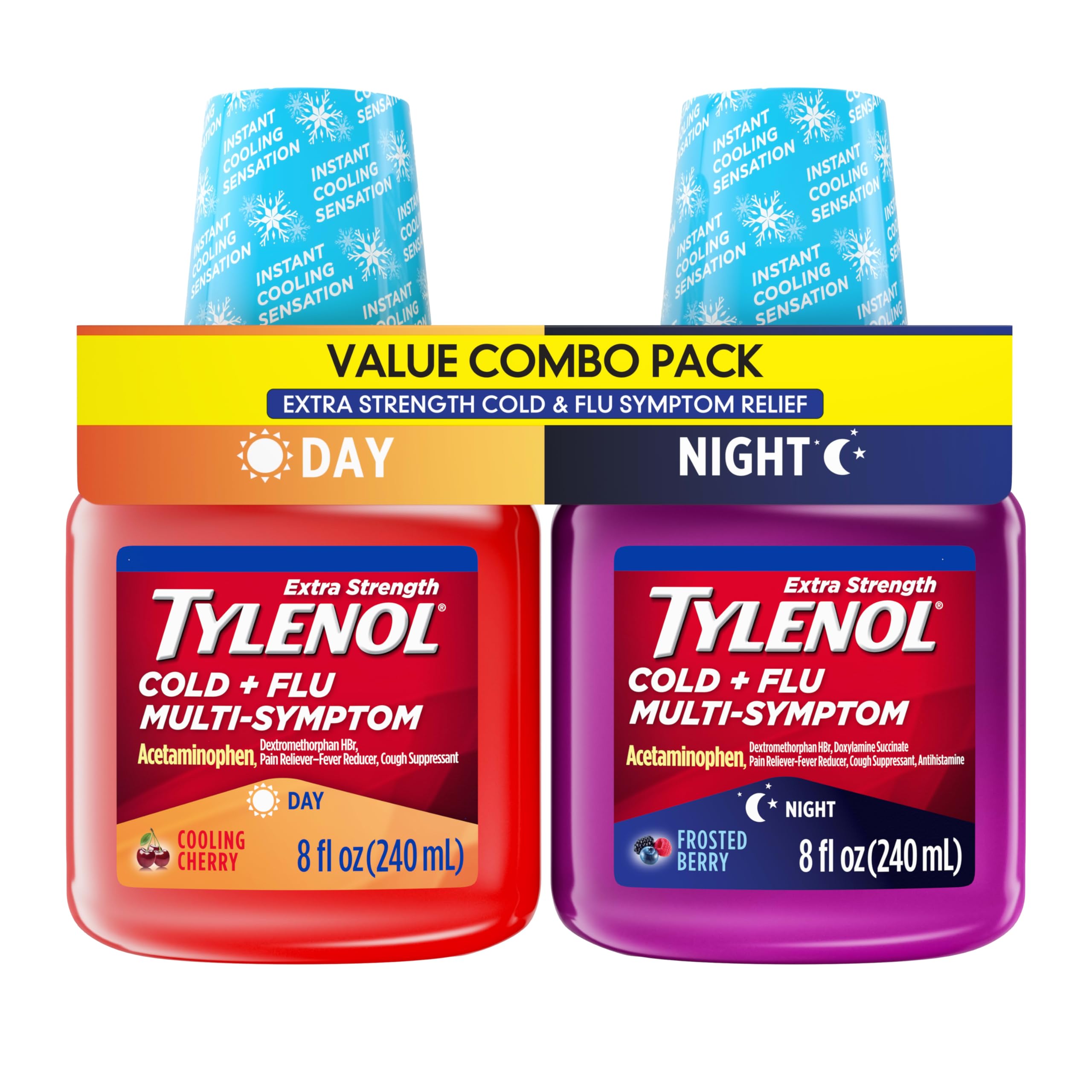 Tylenol Extra Strength Cold + Flu Multi-Symptom Relief Liquid, 2 x 8 fl oz