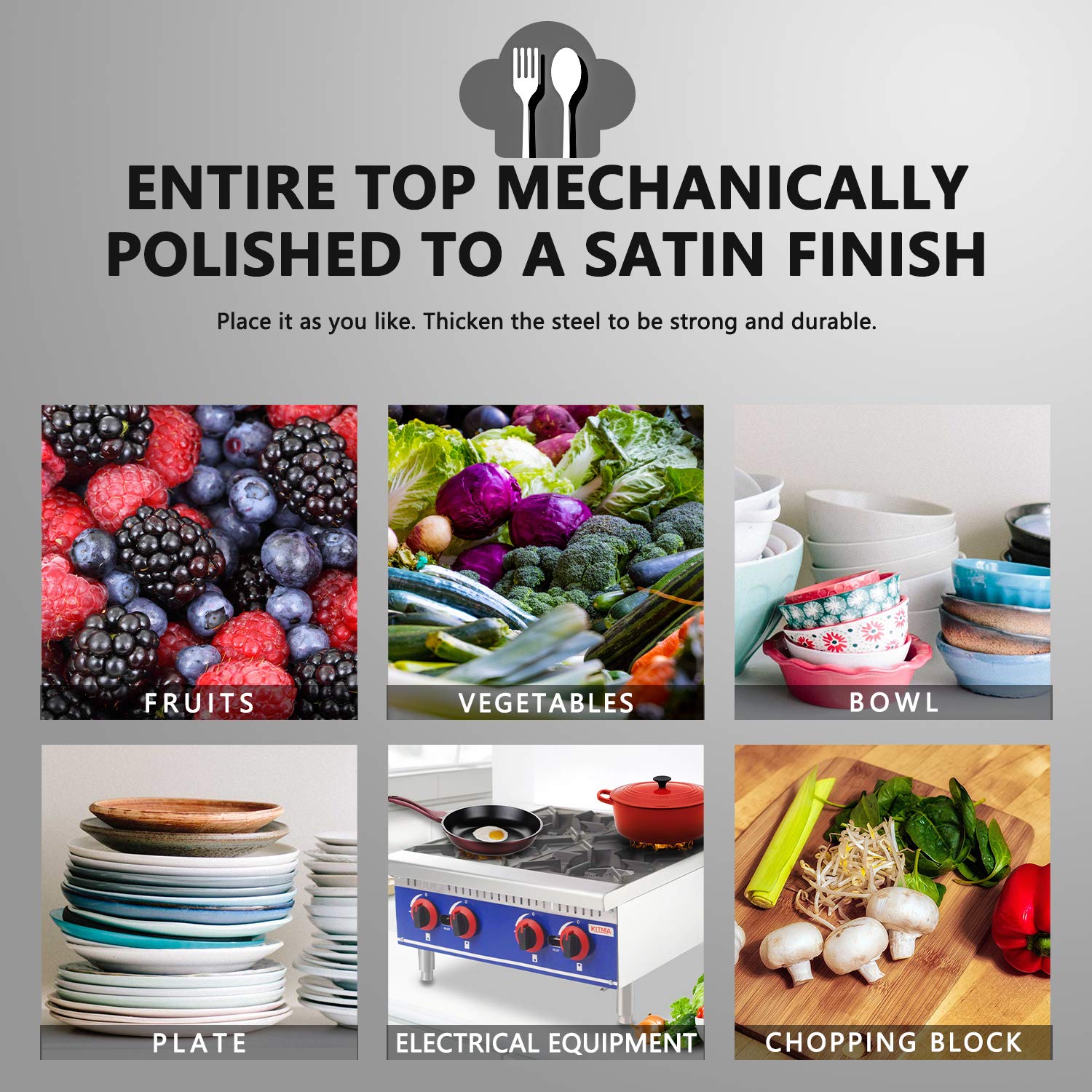 Commercial Kitchen Prep & Work Table, KITMA Stainless Steel Food Prep Table, 48 x 24 Inches,NSF : Industrial & Scientific