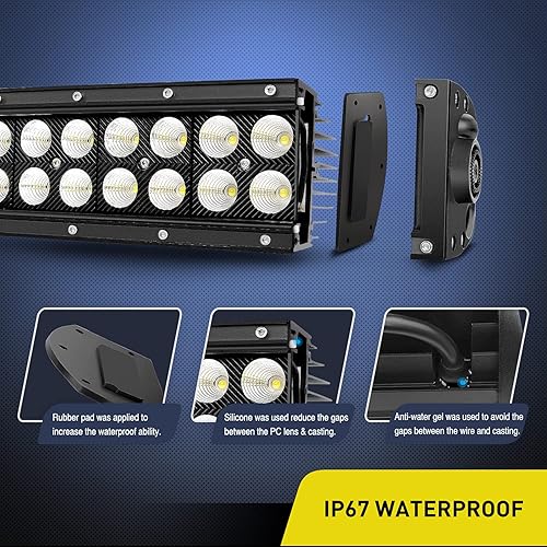 Vista 5 de Barra de luz LED todoterreno Nilight. Luz de trabajo LED, Negro