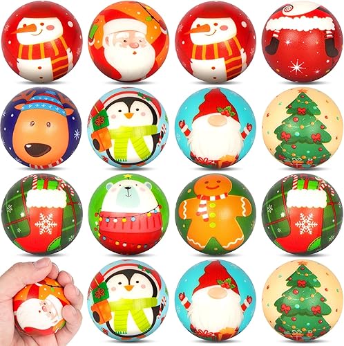 3 otters 16 bolas de estrés de Navidad a granel, bolas de estrés para niños, bolas sensoriales para el estrés, juguetes para la ansiedad, rellenos