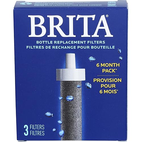 Brita Water Bottle Replacement Filters, BPA-Free, Replaces 1,800 Plastic Water Bottles a Year, Lasts Two Months or 40 Gallons, Includes 3 Filters