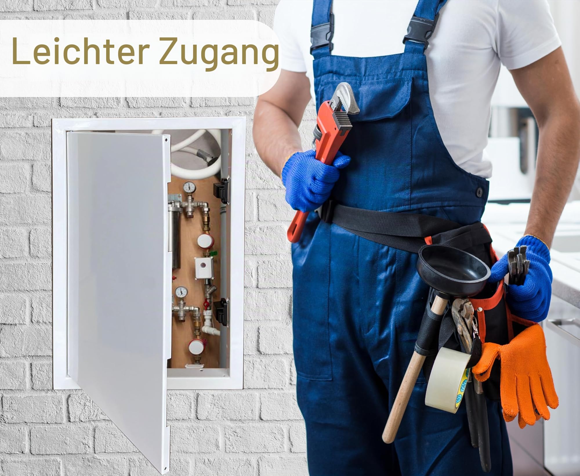 Revisionsöffnung 300 x 500 mm aus Stahl mit Magnetverschluss, seitliche Öffnung links/rechts, Zugangsplatten für Wasserzähler, Wände, Badewanne, Sicherungskästen, verbirgt Kabel, Rohre