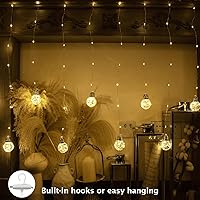 Vista 3 de Wish - Cortina de luces de bola de 200 luces LED para ventana, USB / batería, guirnalda de luces para telón de fondo de boda, habitación, Blanco