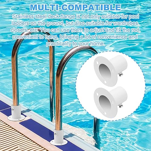 Miniatura 3 de Soportes de escalera de piscina, bridas de cubierta de acero inoxidable, para escalera de piscina sobre el suelo de 1.5 pulgadas, también para