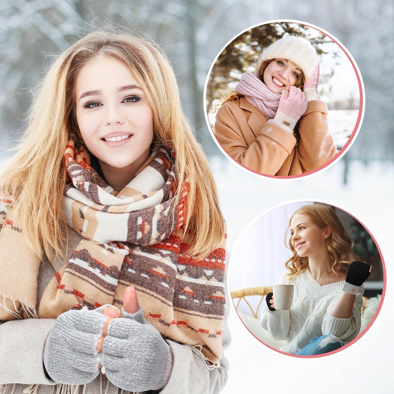 3 Pairs Fingerless Gloves for Women, Knitted Fingerless Mittens, Half Finger Gloves for Driving Working Typing - Image 7