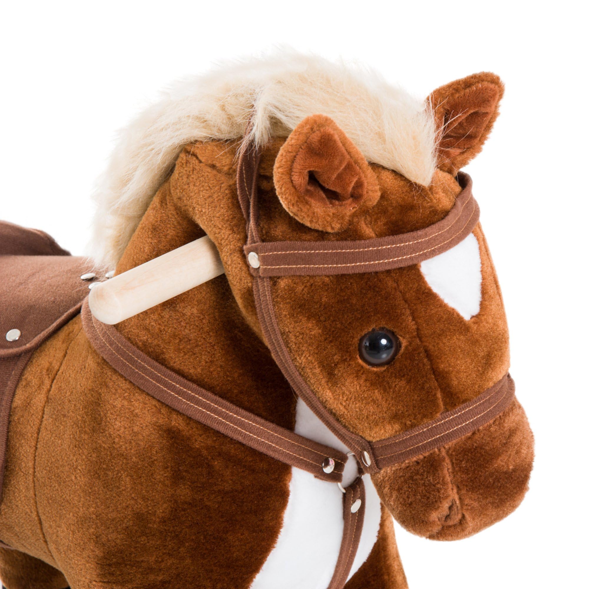 HOMCOM Caballito para Bebes de +2 Años Caballo con Ruedas Sonidos de Relincho Palos y Pedales Carga 60 kg 55x23x60 cm Marrón