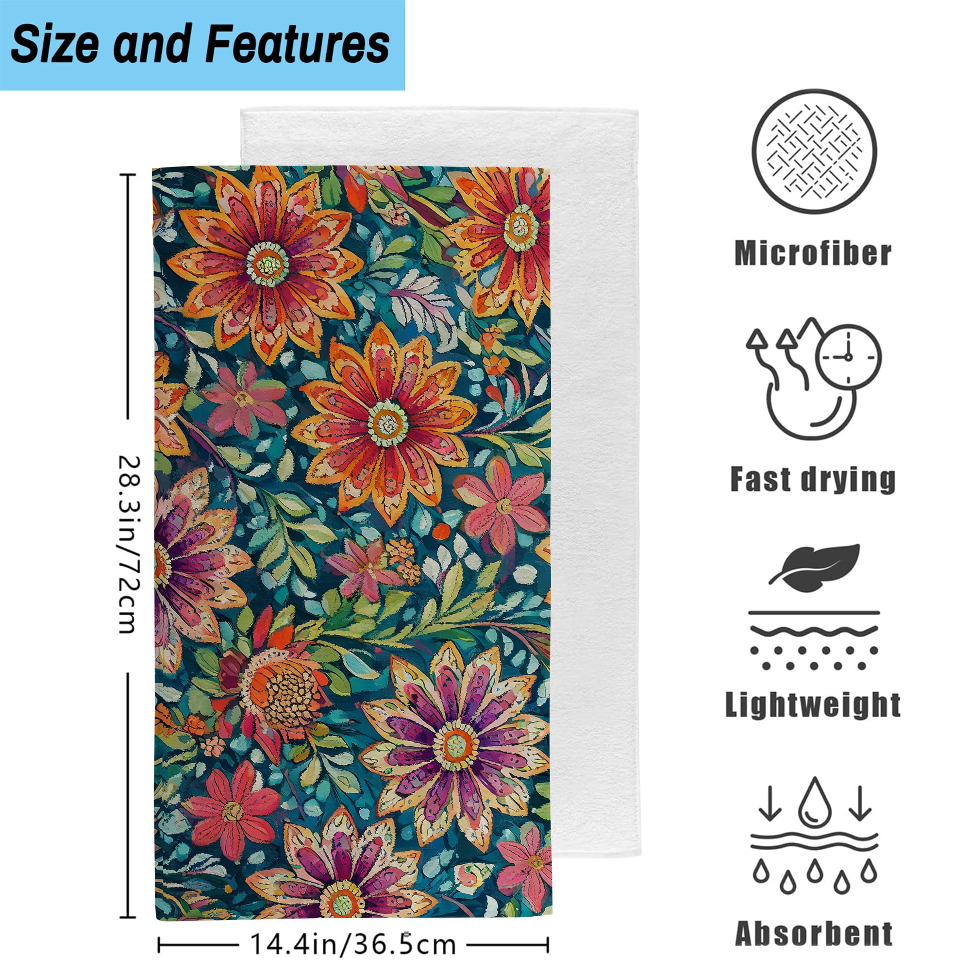 2 Gänseblümchen-Handtücher – 100% Baumwolle, Saugfähig, Bestickt, 36x74 Cm, Boho Deko Für Bad & Küche