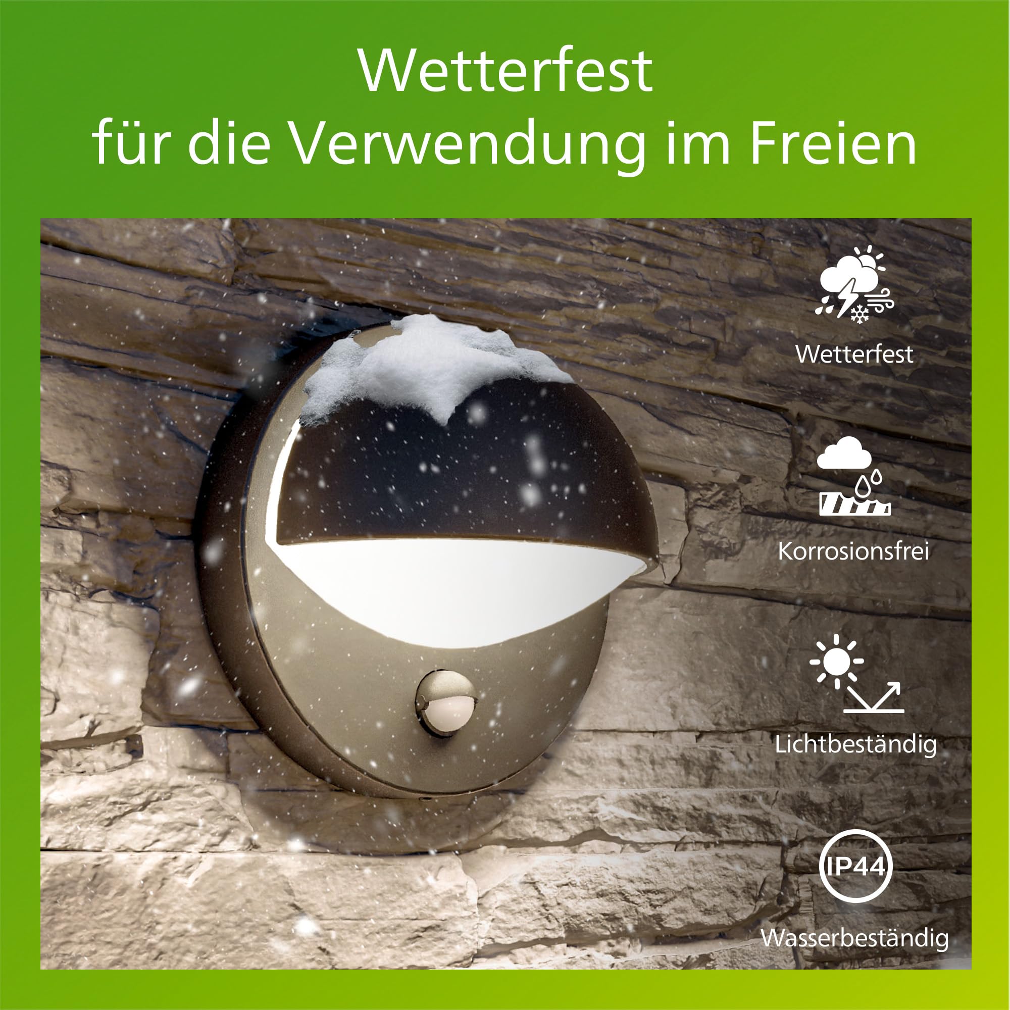 PHILIPS June Outdoor-Leuchte, Wandlampe, Außenlampe mit Bewegungsmelder, Außenbeleuchtung, IP44-Wetterfest, Langlebig, Aluminium, Modernes Design, Anthrazitgrau, E27-Leuchtmittel Separat Erhältlich
