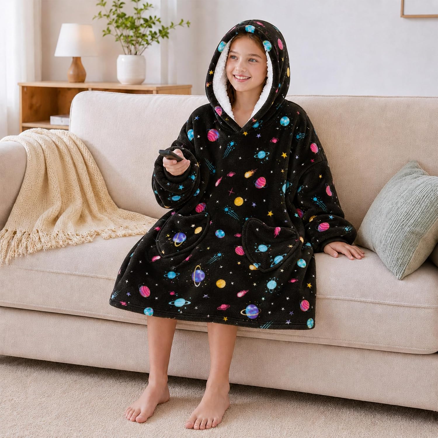 Wearable Blanket Hoodie for Women Men Kids,Oversized Hoodie with Pockets