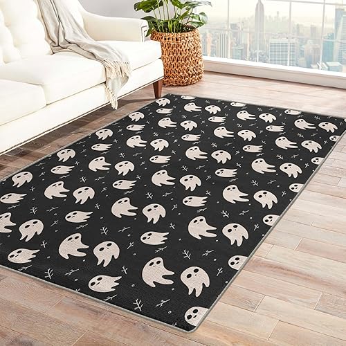 Alfombra de área fantasma de 3 x 5, alfombra divertida, alfombras lavables para sala de estar, dormitorio, decoración del hogar de Halloween,