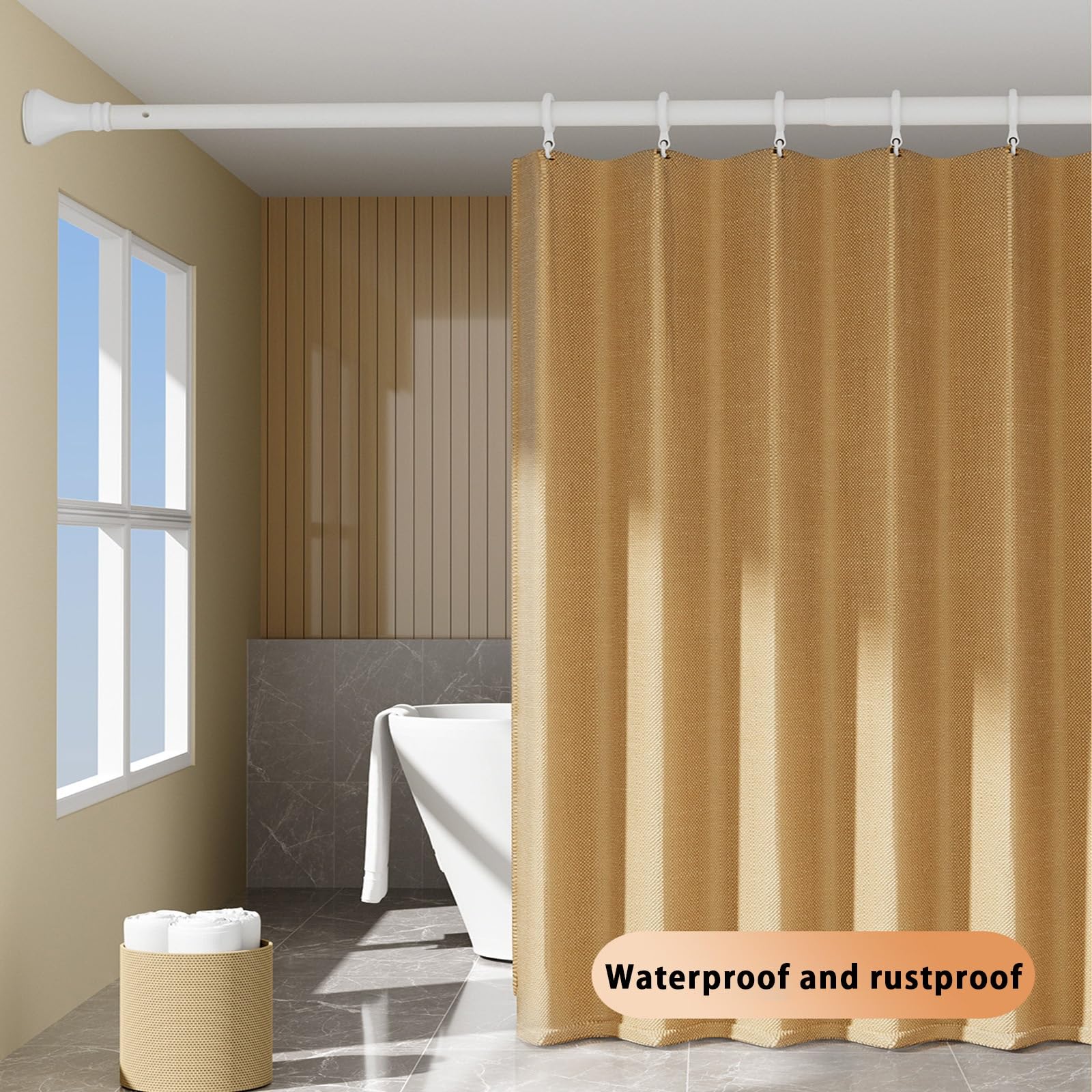 Teleskopstange Schwarz 40-500cm Gardinenstange Ohne Bohren Duschstange Zum Klemmen Teleskop Klemmstange für Gardinen Vorhangstange Duschvorhangstange Spannstange(SUS,110-190CM)