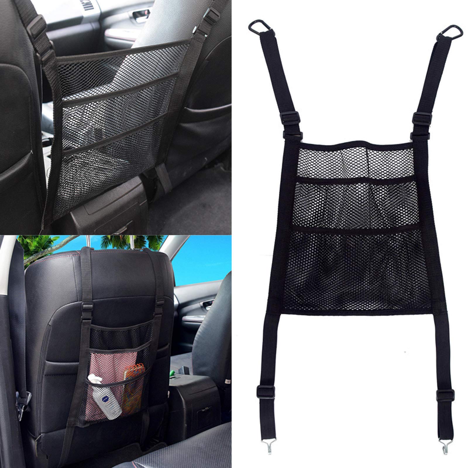 Sac de Coffre en Filet élastique Universel/Entre Organisateur de Voiture, Dossier de torage, Sac en Filet en Filet, Poche pour Porte-Bagages