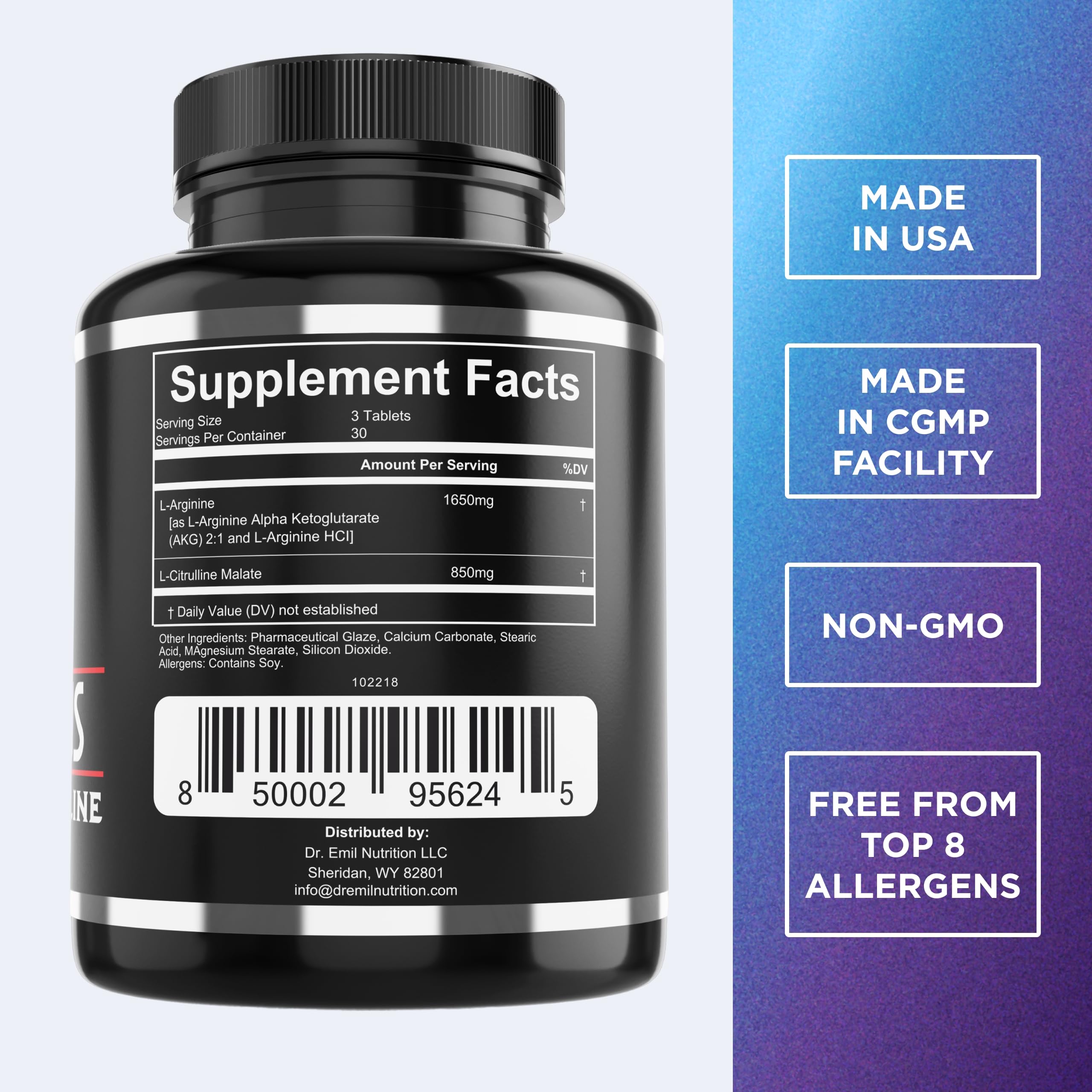 Dr. Emil's L-Arginine & L-Citrulline Malate, Nitric Oxide Boost, 90 Tablets — Amazon image 2
