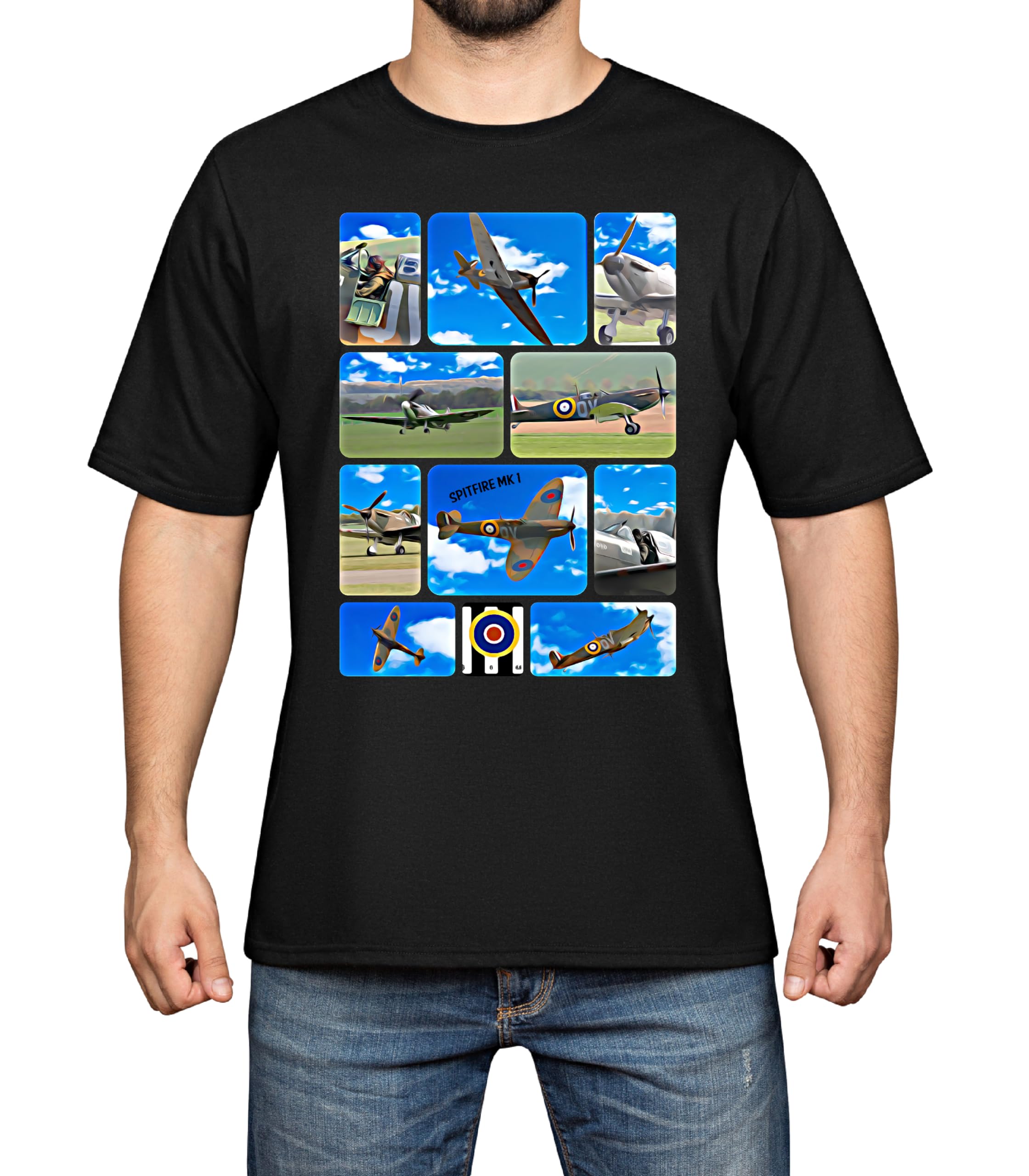 AGGIE'S BAGSWW2 Spitfire MK 1 T Shirt Spitfire MK 1 T Shirt ww2 Spitfire aircraft top Tee