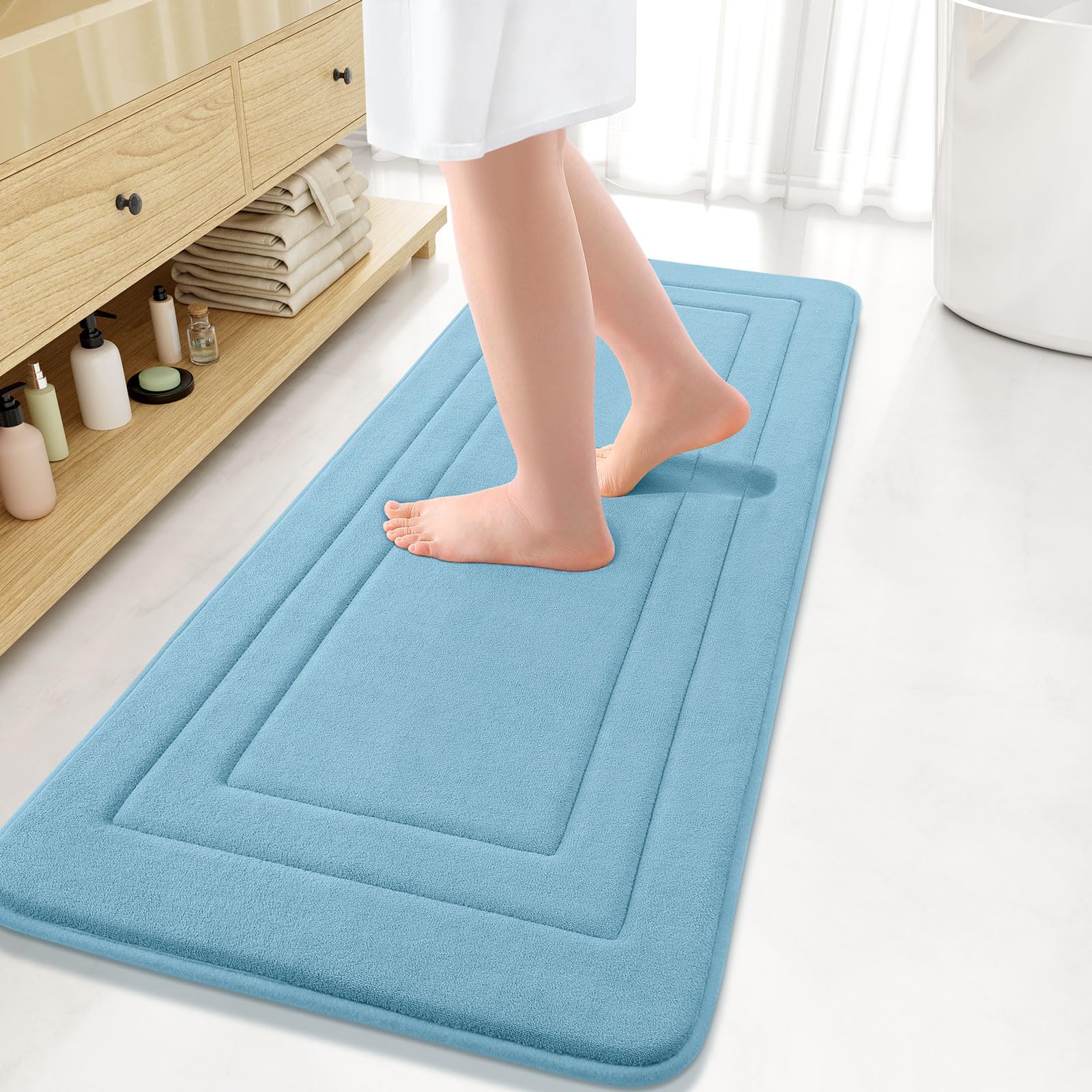 Arotive Memory Foam Bathroom Rug Mat 47x17, Ultra Soft and Absorbent Bath Mat, Machine Wash Dry, Comfortable Bath Rug Carpet for Bathroom Floor, Tub