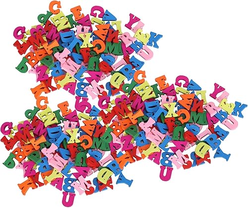Miniatura 7 de TOPINCN 300 letras de madera de colores surtidos, letras de madera para manualidades, colores dulces, alfabeto de madera mixta para el hogar,