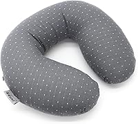 EDOMI Buckwheat U-Shaped Neck Pillow - Adjustable Hull Filling for Cervical Neck & Shoulder Support, Breathable Travel Pillow (12x12 Inch, Grey)