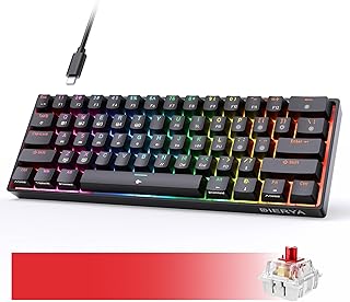 DIERYA DK61E 60% Percent Mechanical Gaming Keyboard, Hot-swappable Red Linear Switch