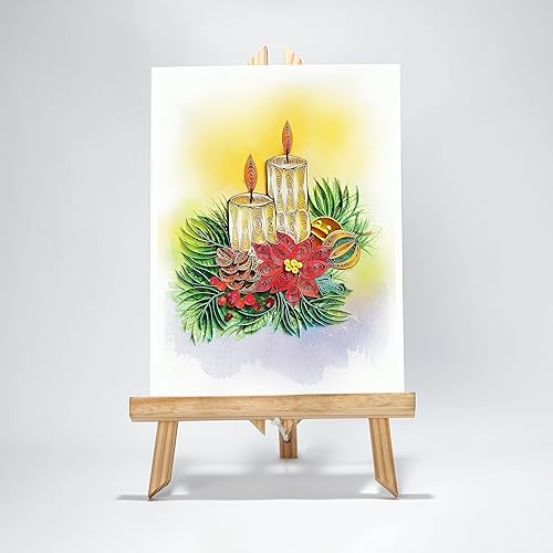 Miniatura 7 de Tarjeta de Navidad con velas, tarjeta de felicitación de flores de Navidad, tarjeta de felicitación de acuarela para vacaciones, feliz año nuevo,