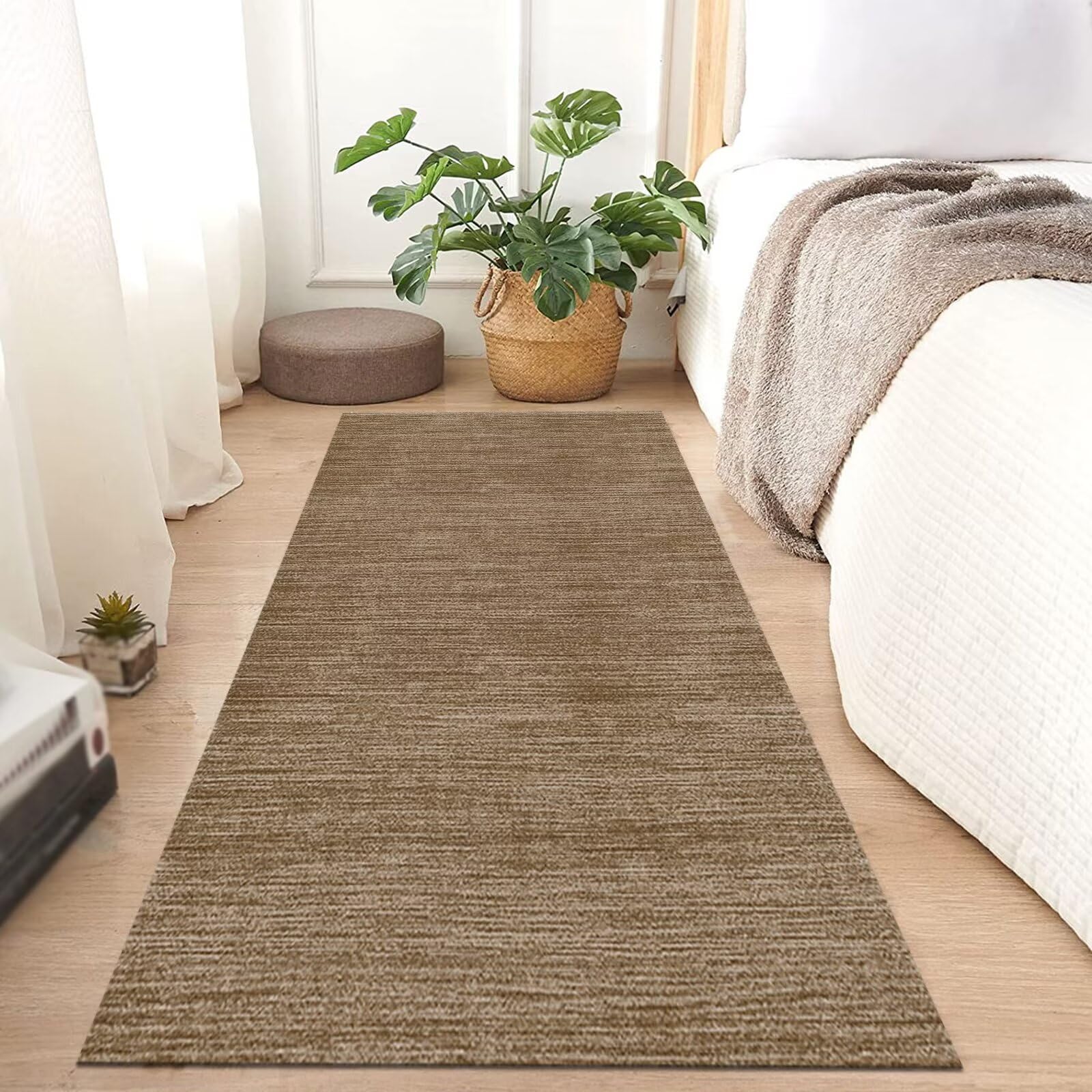 Alfombras de Pasillo Antideslizante Resistente Alfombra Cocina Moderno Abstracto 100X200CM Marrón Alfombrillas Larga Lavable para Salón Dormitorio Corredor Baño Alfombra pasillera Entrada Interiores